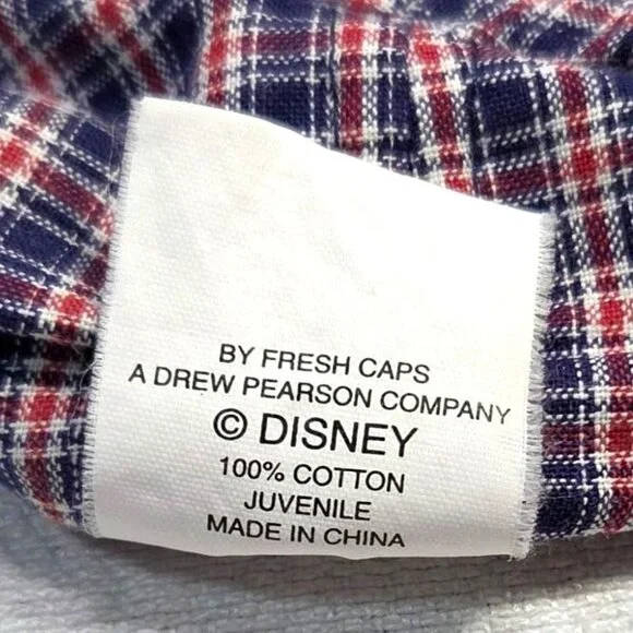 Vintage Disney Mickey Mouse Red Blue Plaid Embroidered Cap Hat Kid's Adjustable - Picture 10 of 10